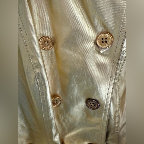 Ralph Lauren Metallic Gold Double Breasted Belted Twill Trench Coat Womens SZ MP - Picture 3 of 9